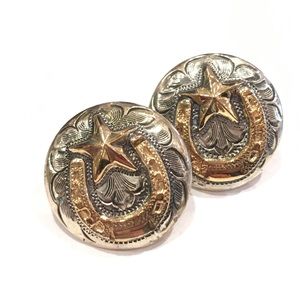 Vogt Sterling Silver Horseshoe Stud Earrings 14kgf